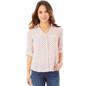 IZ Byer Roll-tab button collared shirt blouse